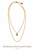 The Birthstone Bezel Layered Necklace on a clean white background