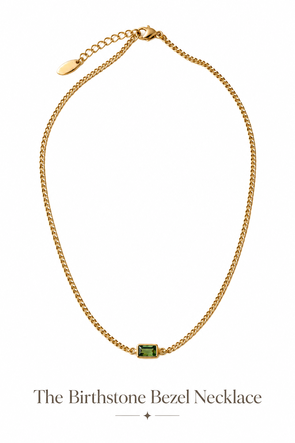 The Birthstone Bezel Necklace on a clean white background