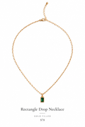 Birthstone Rectangle Drop Necklace on a clean white background
