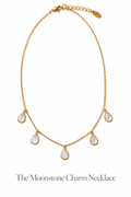 The Moonstone Charm Necklace on a clean white background
